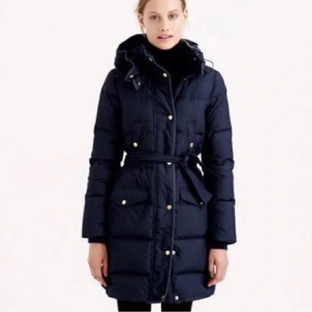 J Crew Belted Puffer Coat (Black, Size Small)